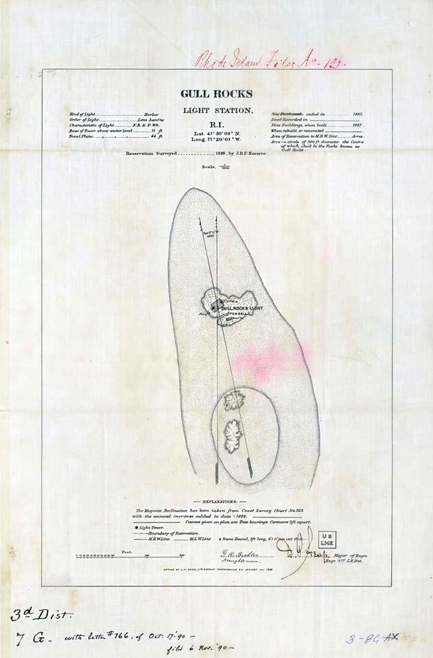 Gull Rocks Light Station Wide Area Map - 1890