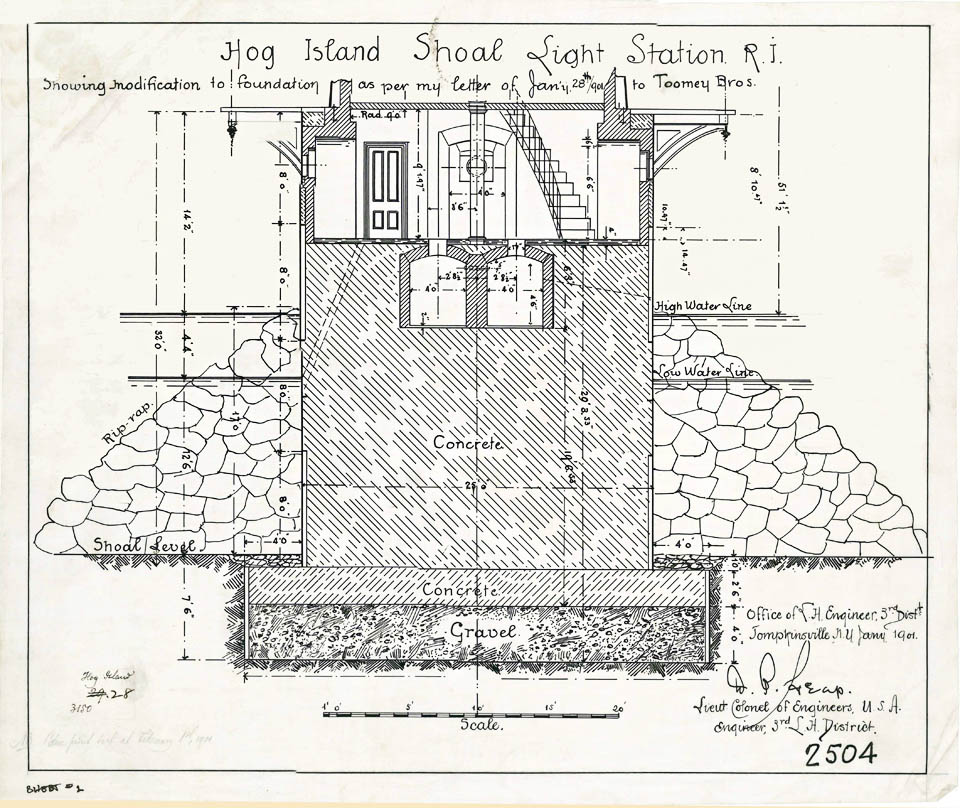 1901 Modification to Plan of the Hog Island Lighthouse's Foundation