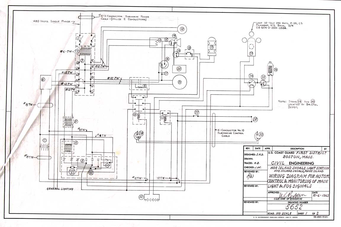         Wiring Diagram for Automatic Control & Monitoring of Main Light & Fog Signals - 1963