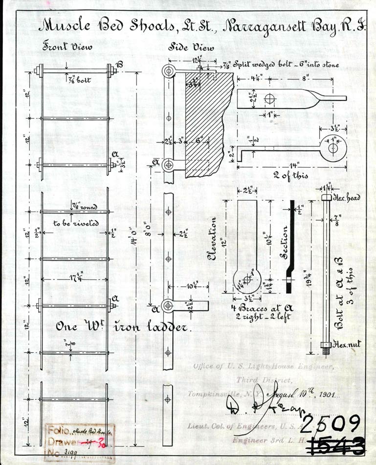   Plan for Musselbed Shoals Lighthouse's Ladder - 1901