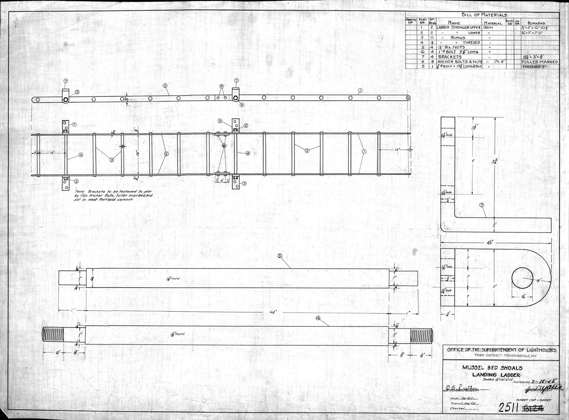   Plan for Musselbed Shoals Lighthouse's Landing Ladders - 1918