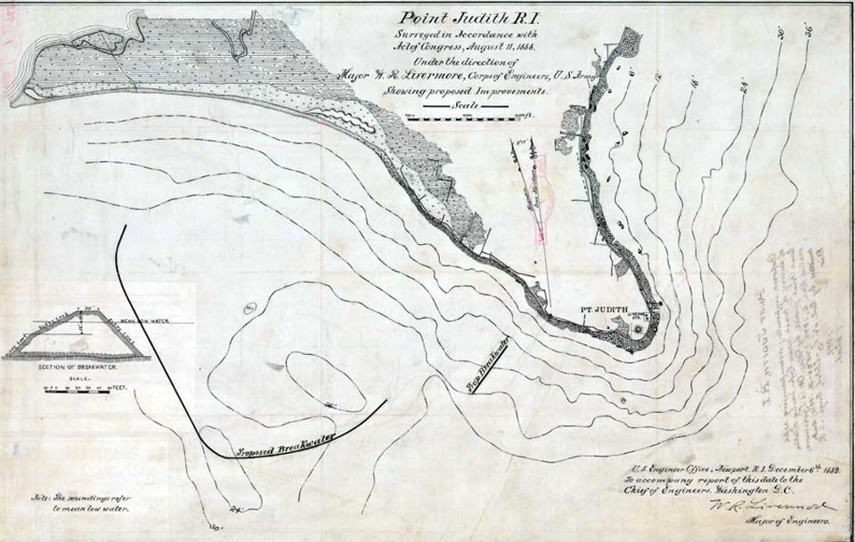  Map of Point Judith Lighthouse Location - August 11, 1888