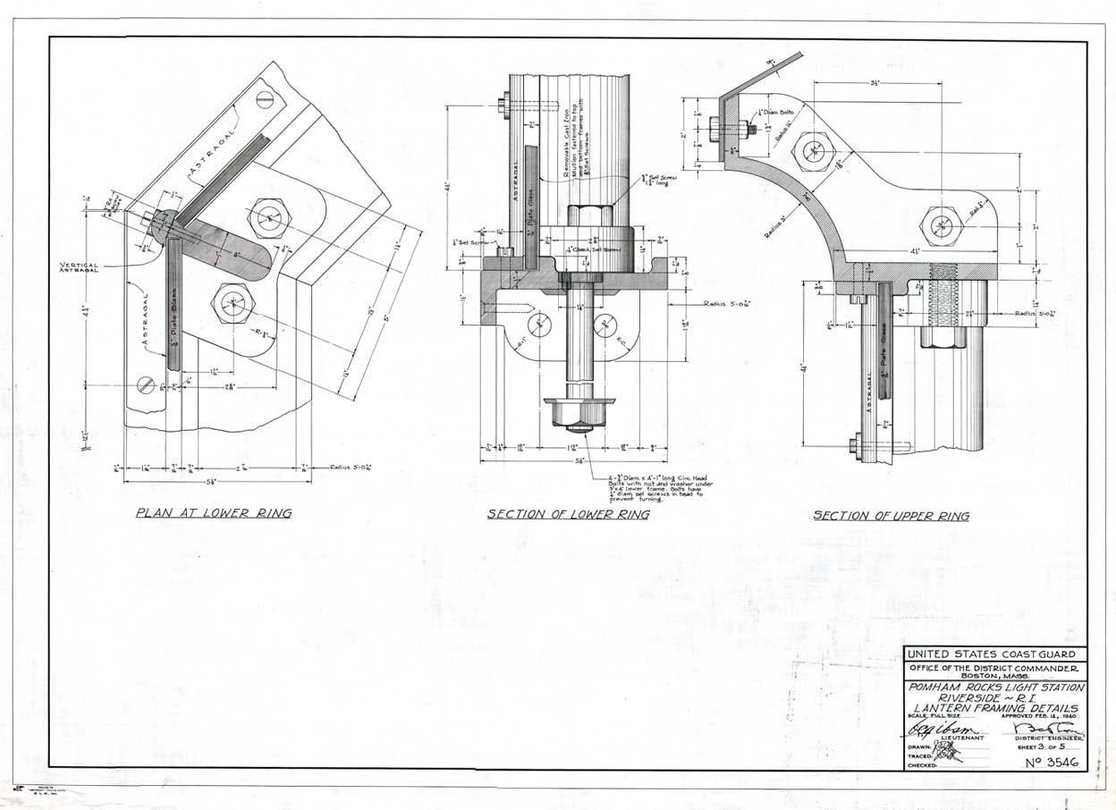  Pomham Rocks Light Station Lantern Framing Details - Sheet 3 of 5 - 1940