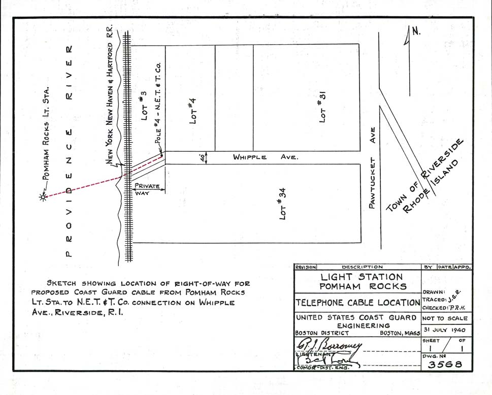 Pomham Rocks Light Station Telephone Cable Location - No. 3568 - 1940
