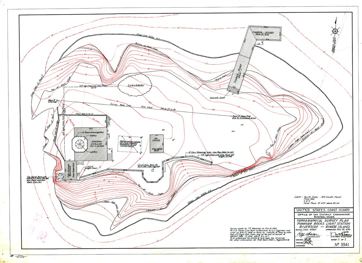 Pomham Rocks Light Topographical Survey Plan - Sheet 1 - 1939