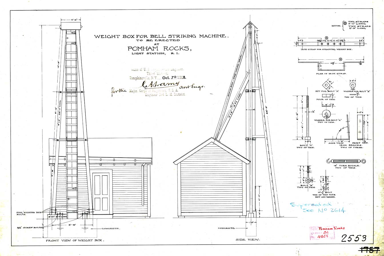  Pomham Rocks Light Station Weight Box for Bell Striking Machine  - No. 2553 - 1908