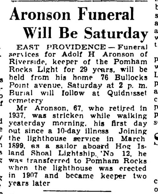 Aronson Funeral Will Be Staurday