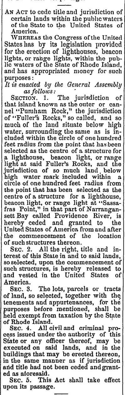 AN ACT to cede title and jurisdiction ...