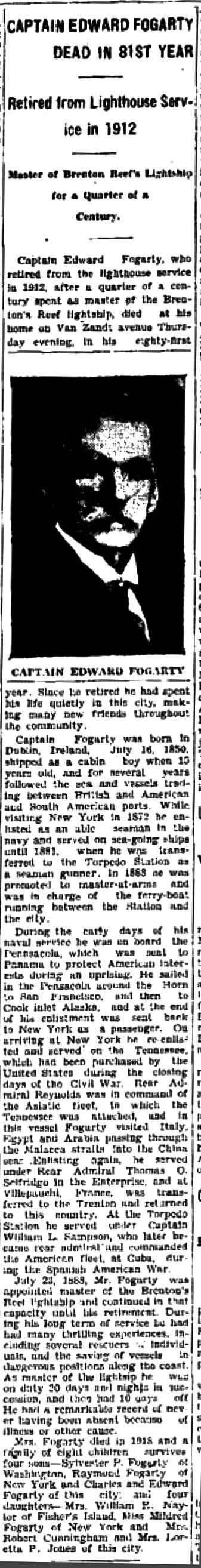 CAPTAIN EDWARD FORGARTY DEAD IN 81ST YEAR