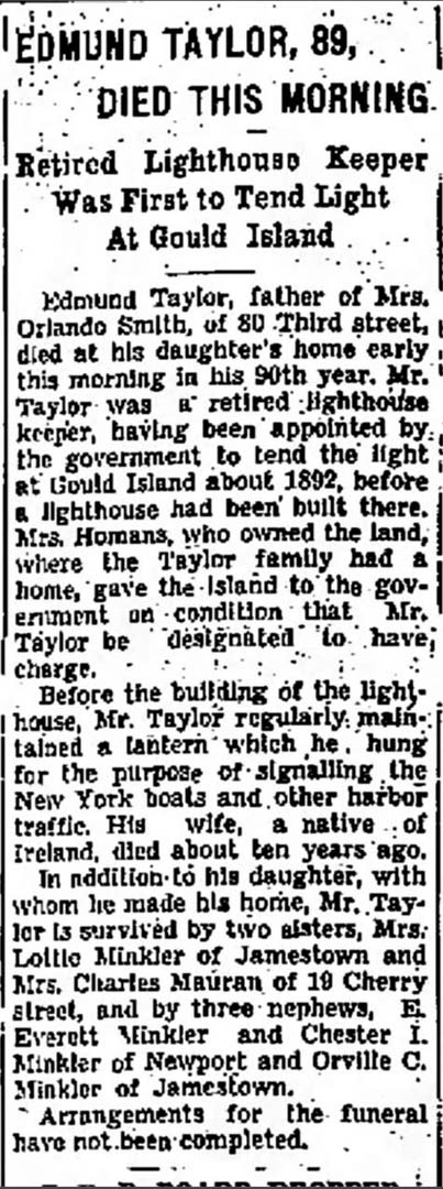 EDMUND TAYLOR, 89, DIED THIS MORNING