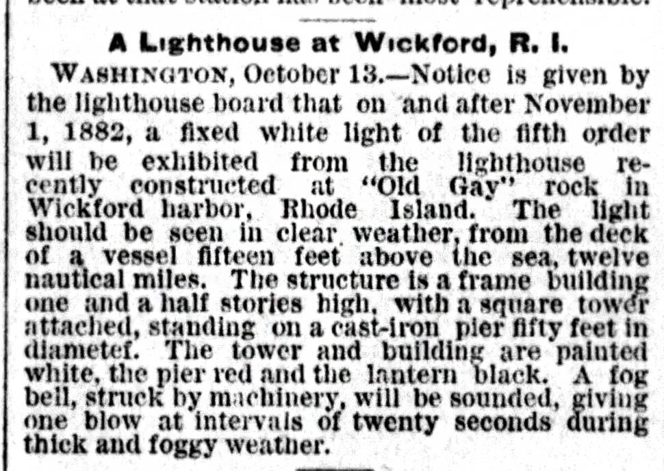 A Lighthouse at Wickford, R. I.