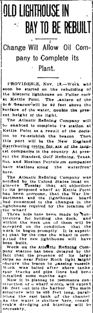 OLD LIGHTHOUSE IN BAY TO BE REBUILT