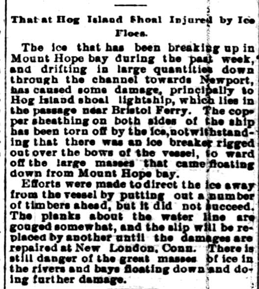That at Hog Island Shoal Injured By Ice Floe