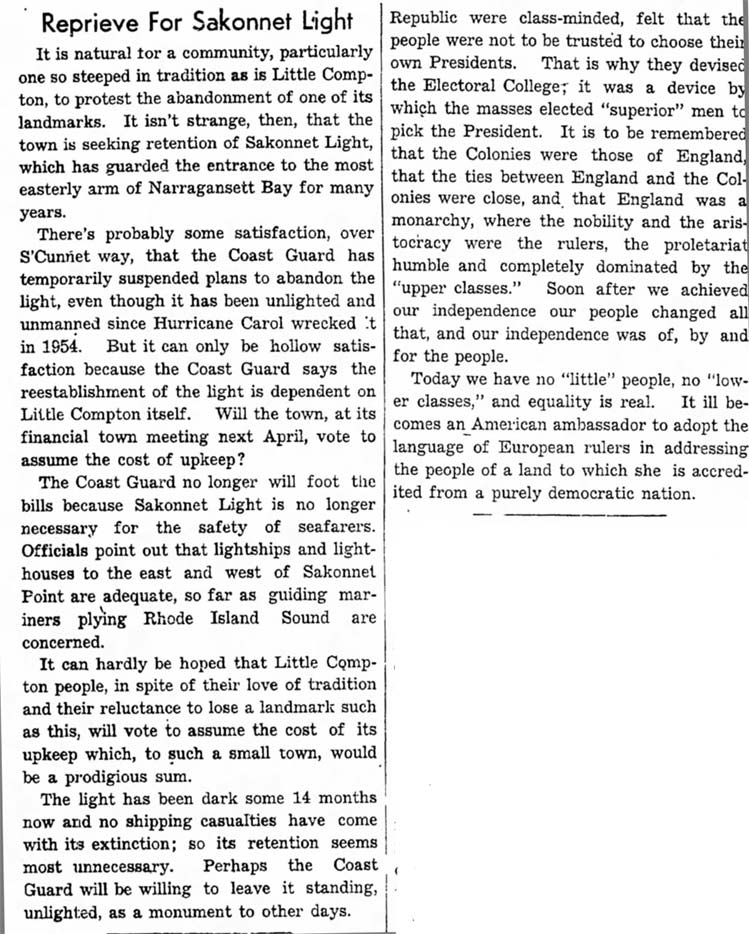 Reprieve For Sakonnet Light