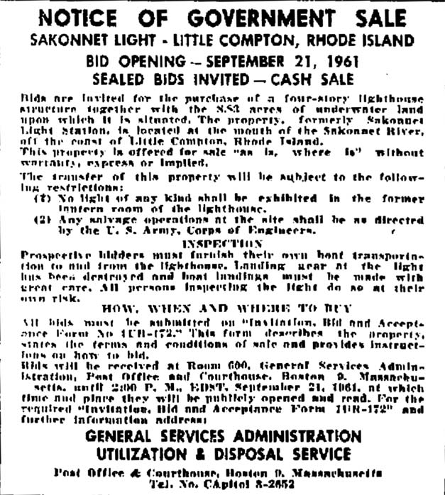 NOTICE OF GOVERNMENT SALE