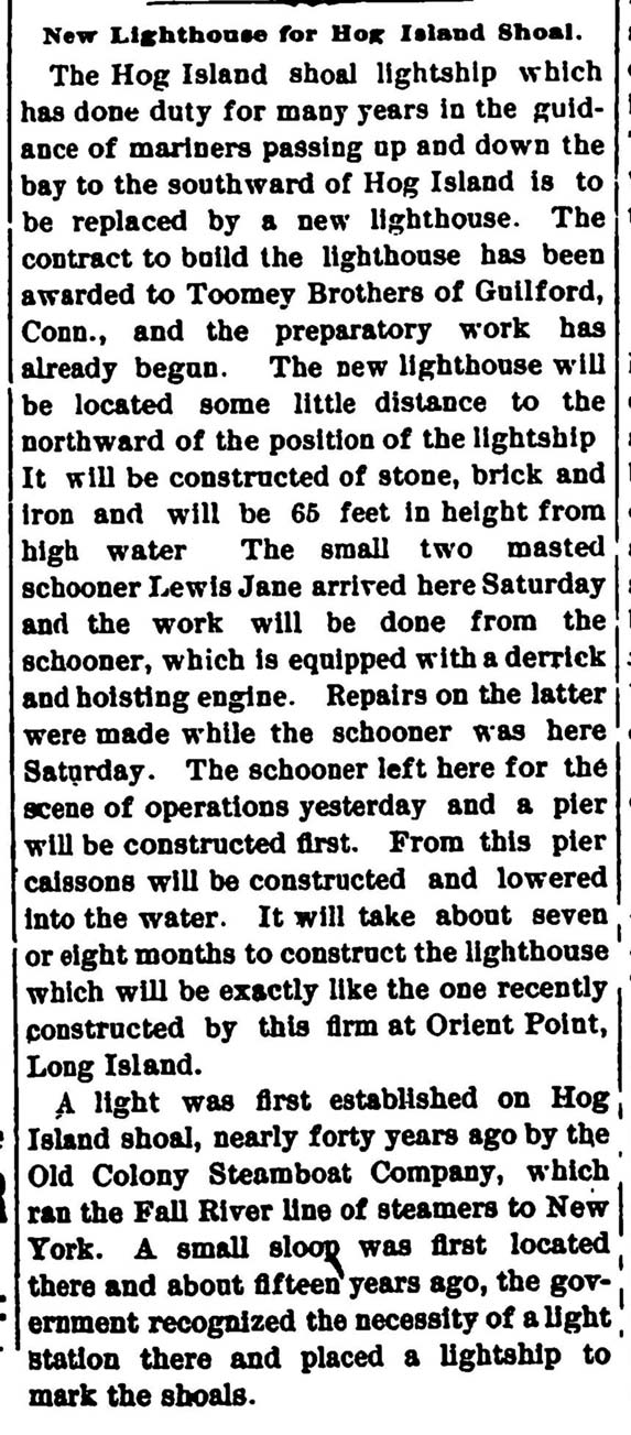 New Lighthouse for Hog Island Shoal