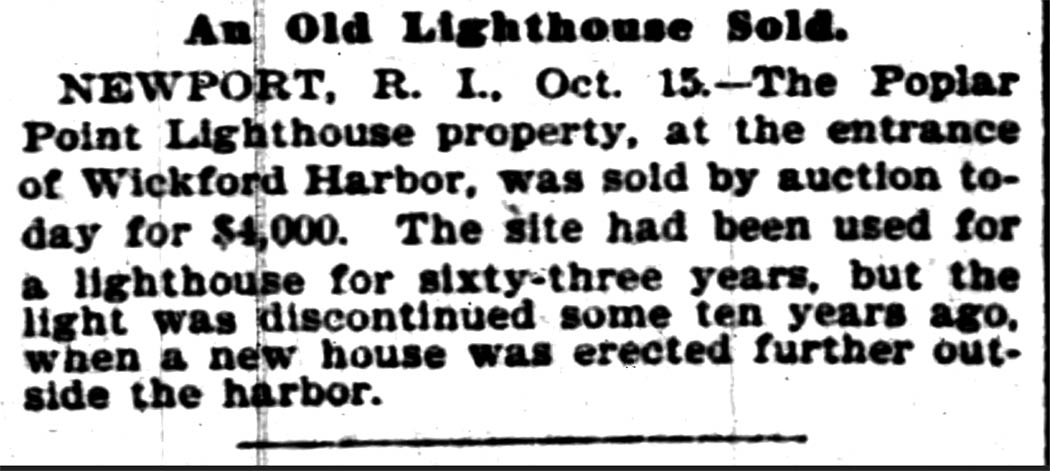 An Old Lighthouse Sold.