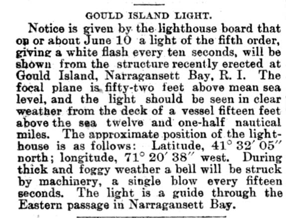 Gould Island Lighthouse Lighthouse Newspaper Articles