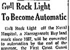 Gull Rocks Lighthouse Newspaper Articles