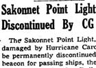 Sakonnet Point Lighthouse Newspaper Articles