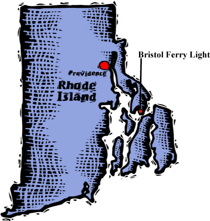 Location of Bristol Ferry Lighthouse