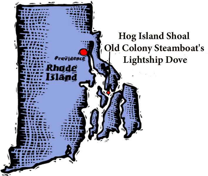 Location of Hog Island Shoal Old Colony Steamboat's Lightship Dove