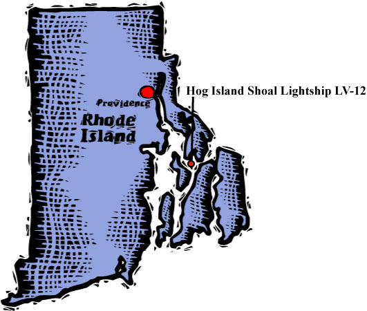 Location of Hog Island Shoal Lightship LV-12