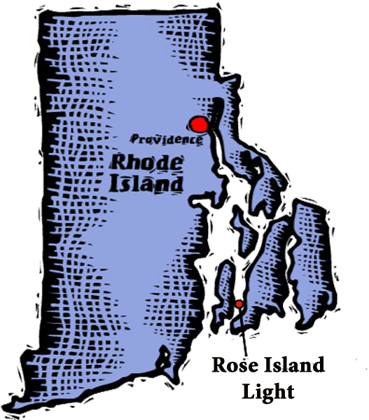 Location of Rose Island Light